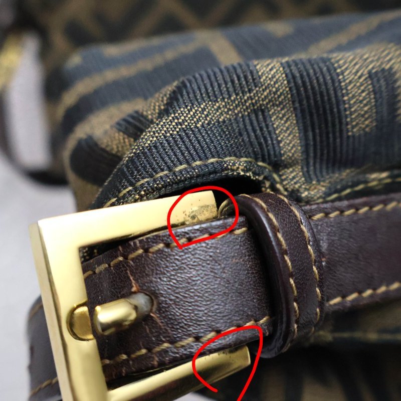 金鐸精品~2497 FENDI 芬迪 26325 Zucca Mamma Baguette菸草棕色FF緹花布金釦法棍肩背包-10
