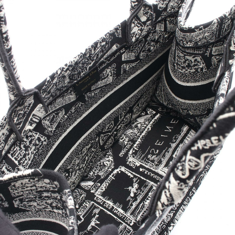 Dior BOOK TOTE 中型手提包 M1296ZOMP 帆布黑白二手女士logo-2