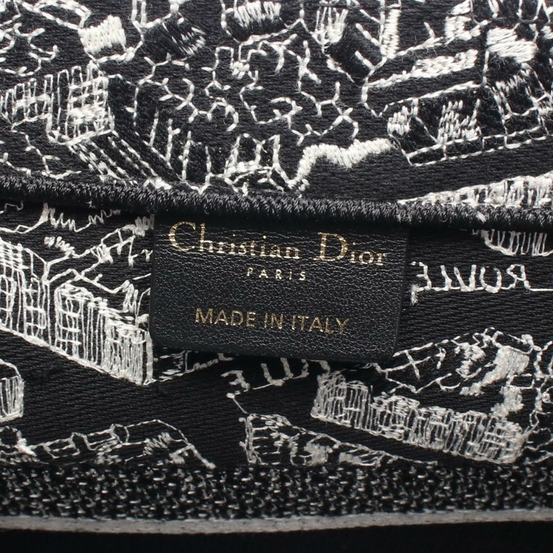 Dior BOOK TOTE 中型手提包 M1296ZOMP 帆布黑白二手女士logo-3