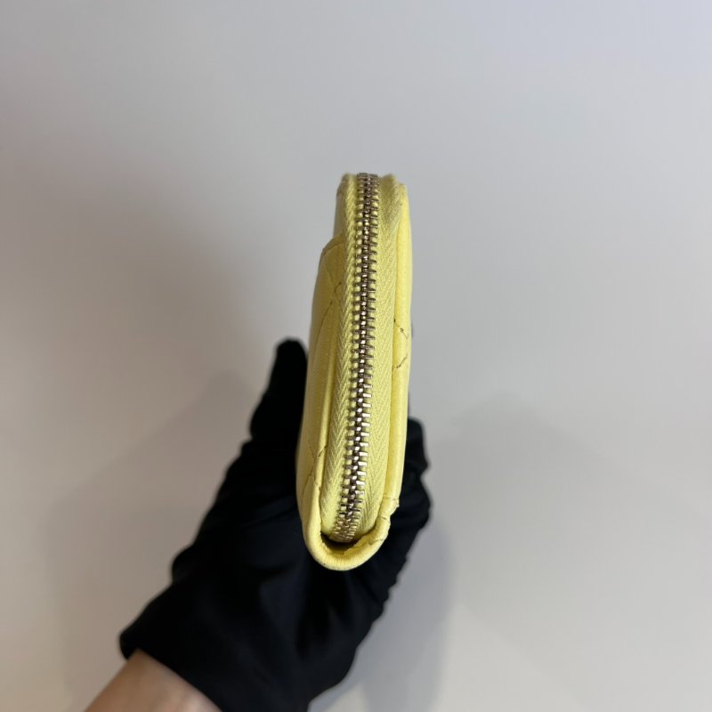 CHANEL 菱格紋羊皮零錢包黃 AP3179/晶片款-4