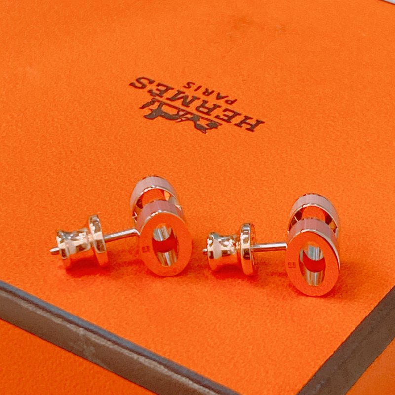 MS0487 Hermes 愛馬仕 迷你 H 拼色 耳環 玫瑰色 粉色 玫瑰金扣 Mini Pop H Rocabar Earrings Beauté x RGHW-4