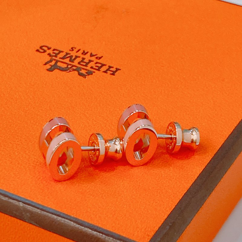 MS0487 Hermes 愛馬仕 迷你 H 拼色 耳環 玫瑰色 粉色 玫瑰金扣 Mini Pop H Rocabar Earrings Beauté x RGHW-6