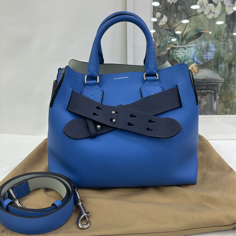 Burberry/博柏利 The Belt 拼色托特包 藍色牛皮 99新近閒置 尺寸28*25cm-0