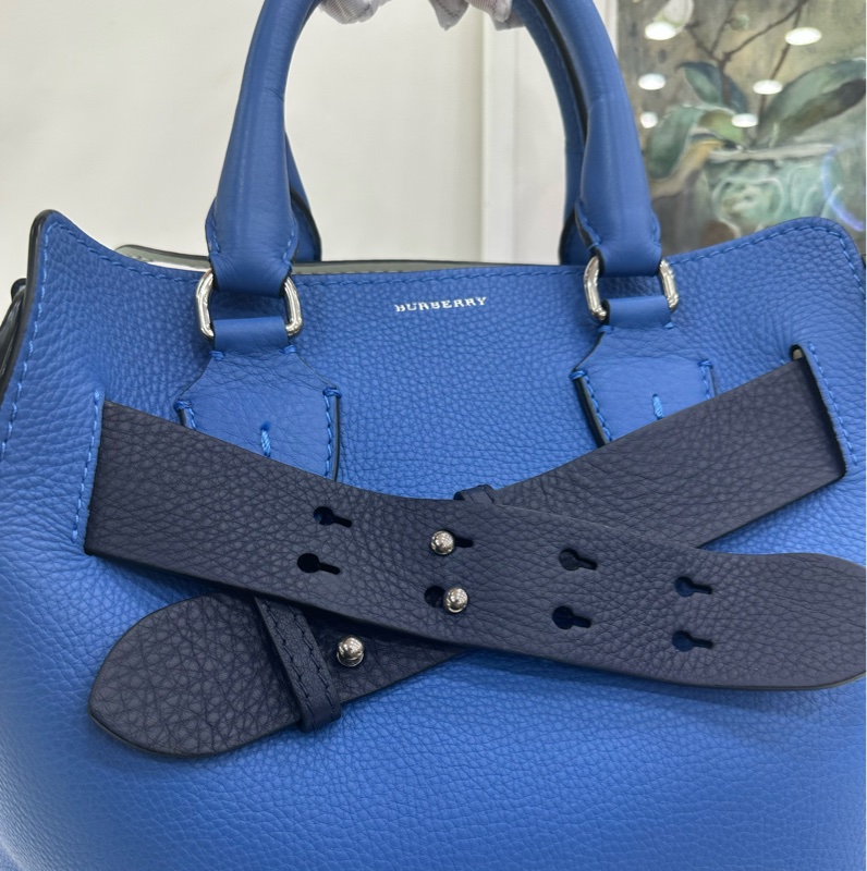 Burberry/博柏利 The Belt 拼色托特包 藍色牛皮 99新近閒置 尺寸28*25cm-6