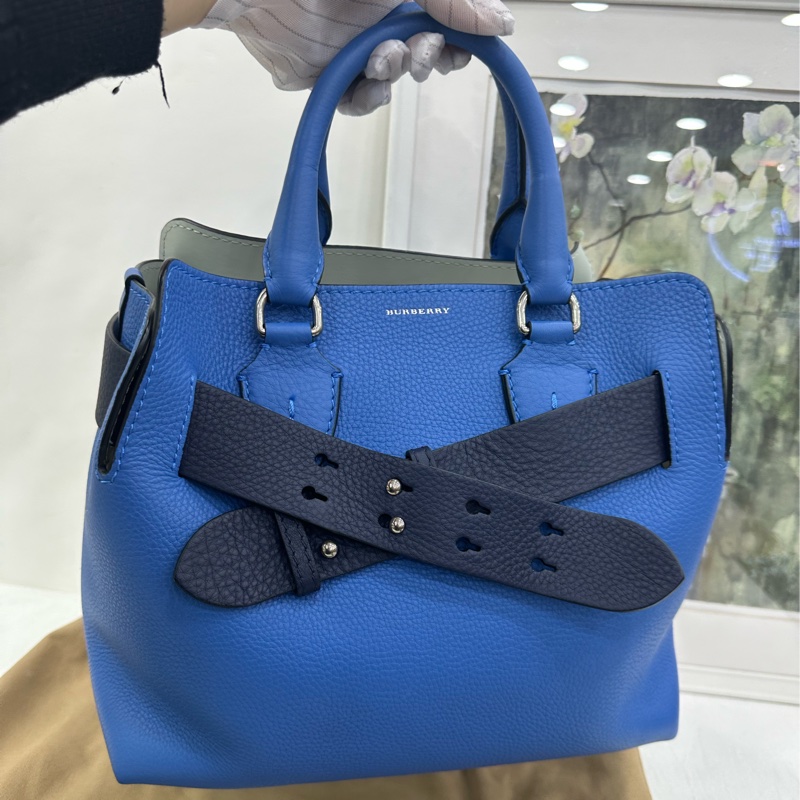 Burberry/博柏利 The Belt 拼色托特包 藍色牛皮 99新近閒置 尺寸28*25cm-8