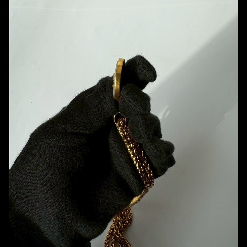 Chanel 金鍊白底圓雙C項鍊-13