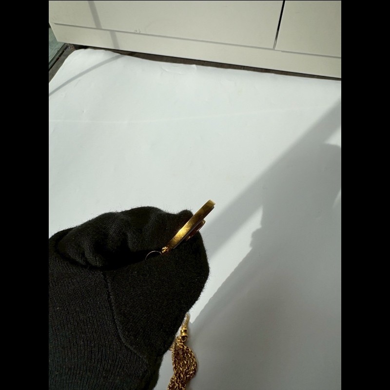 Chanel 金鍊白底圓雙C項鍊-14