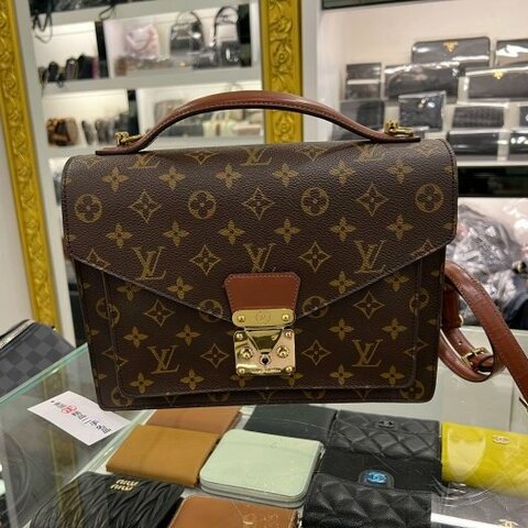 東區正精品㊣LV Vintage Monceau M51185 原花字紋公事包郵差包手提包斜背包兩用包 RZ6165