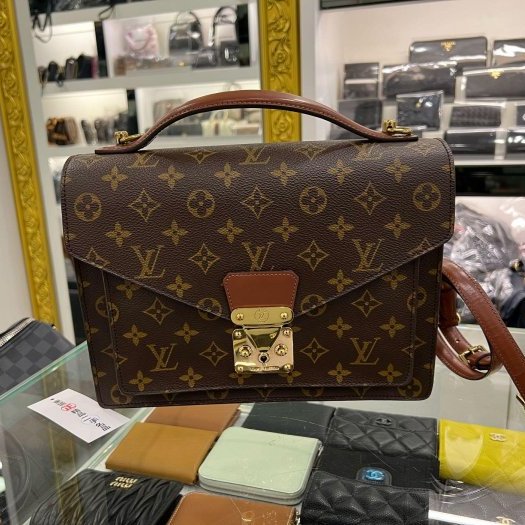 東區正精品㊣LV Vintage Monceau M51185 原花字紋公事包郵差包手提包斜背包兩用包 RZ6165-0