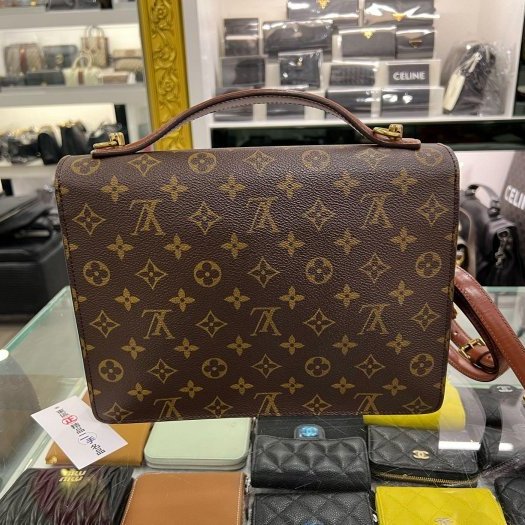 東區正精品㊣LV Vintage Monceau M51185 原花字紋公事包郵差包手提包斜背包兩用包 RZ6165-7