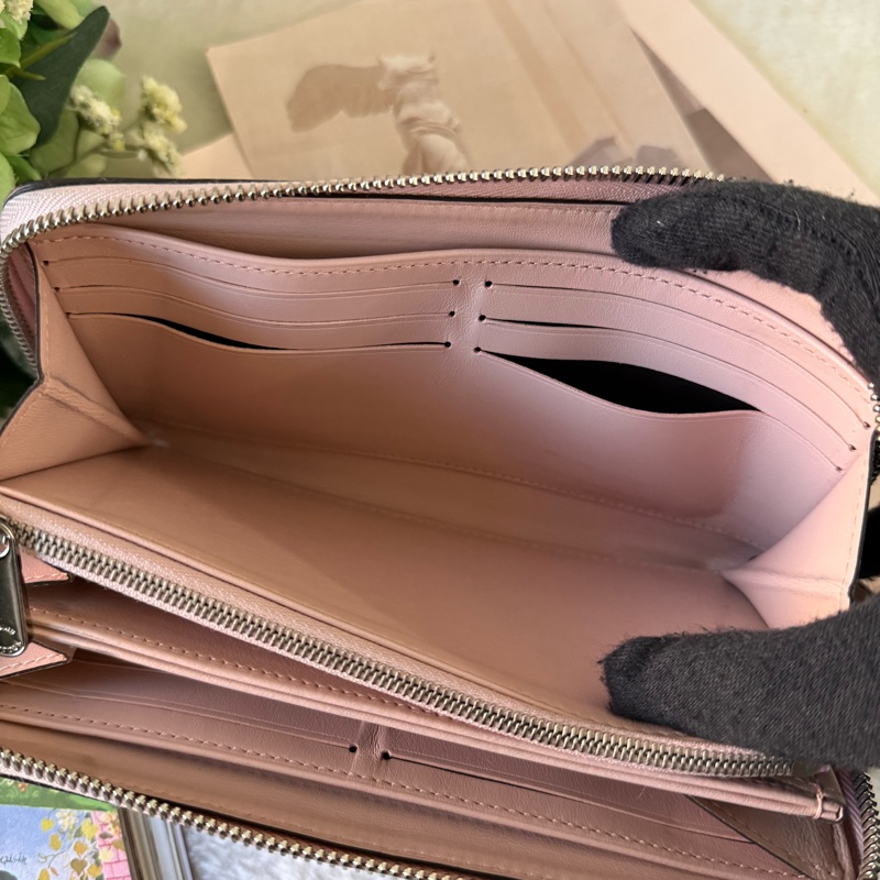 Zippy 雕花洞洞牛皮ㄇ形拉鍊長夾(玫瑰茉莉粉)-4