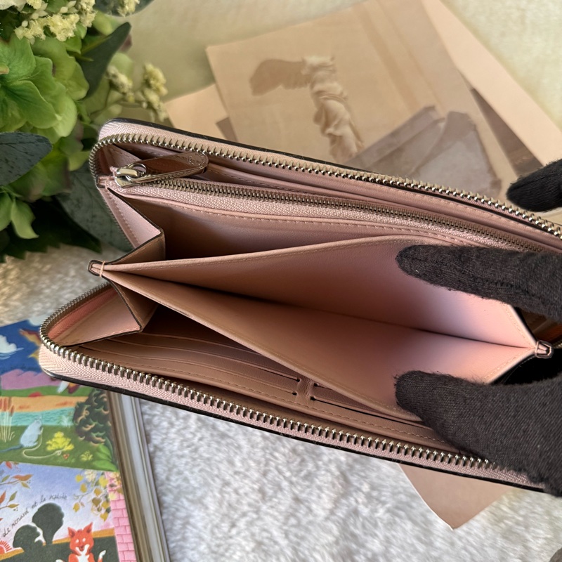 Zippy 雕花洞洞牛皮ㄇ形拉鍊長夾(玫瑰茉莉粉)-7