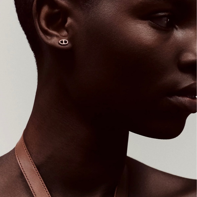 Hermes 750玫瑰金Farandole TPM豬鼻耳環-0