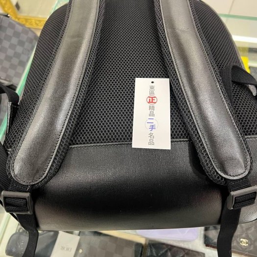 東區正精品㊣GUCCI Interlocking PVC黑灰色拉鍊後背包 RZ6162-9