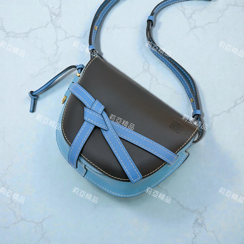 莉亞精品♡ Loewe gate水藍色馬鞍包 二手美包-0