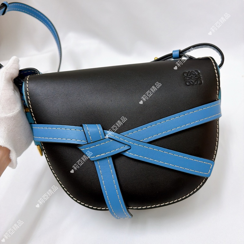 莉亞精品♡ Loewe gate水藍色馬鞍包 二手美包-2
