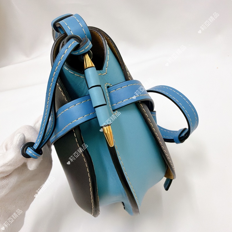 莉亞精品♡ Loewe gate水藍色馬鞍包 二手美包-5
