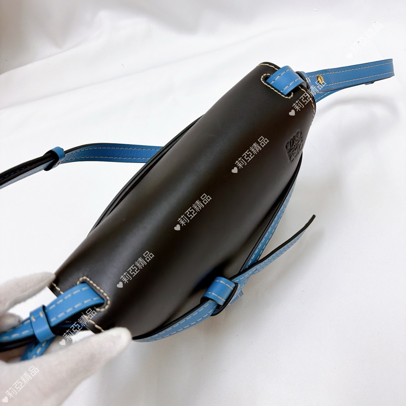 莉亞精品♡ Loewe gate水藍色馬鞍包 二手美包-6