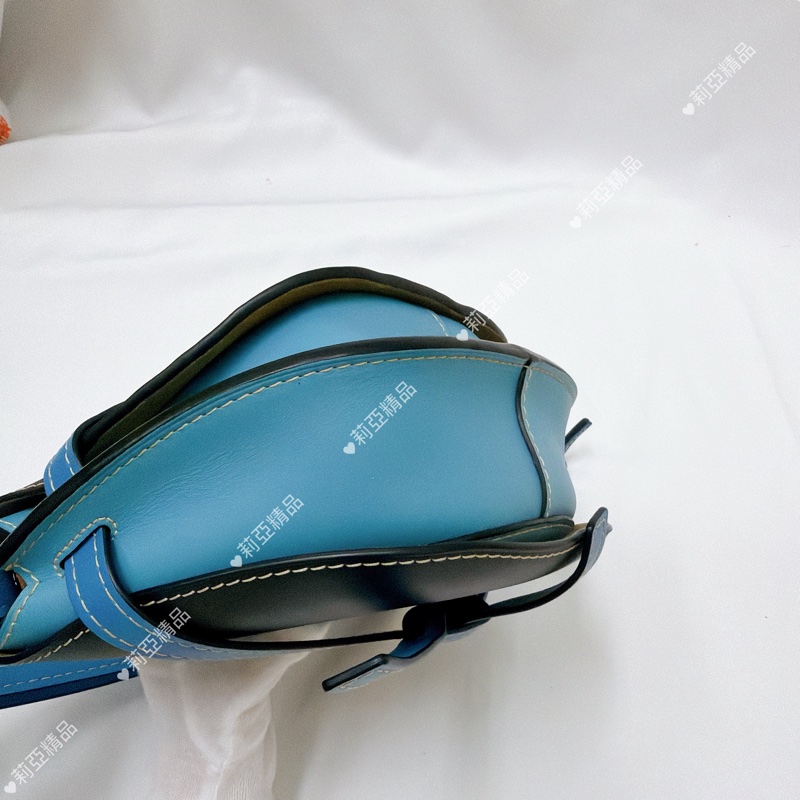 莉亞精品♡ Loewe gate水藍色馬鞍包 二手美包-8