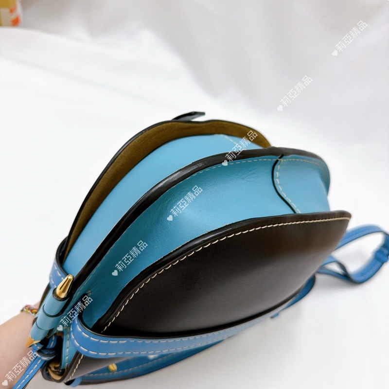 莉亞精品♡ Loewe gate水藍色馬鞍包 二手美包-10
