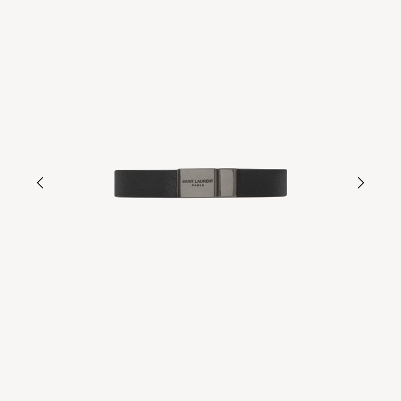 全新僅試戴 YSL CASSANDRE經典黑銀皮革手環 尺寸M-6