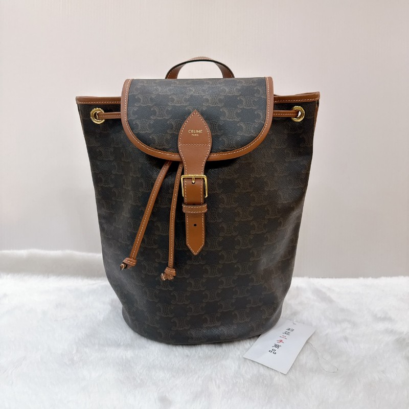 莉亞精品♡CELINE 老花後背包 九新美包-0