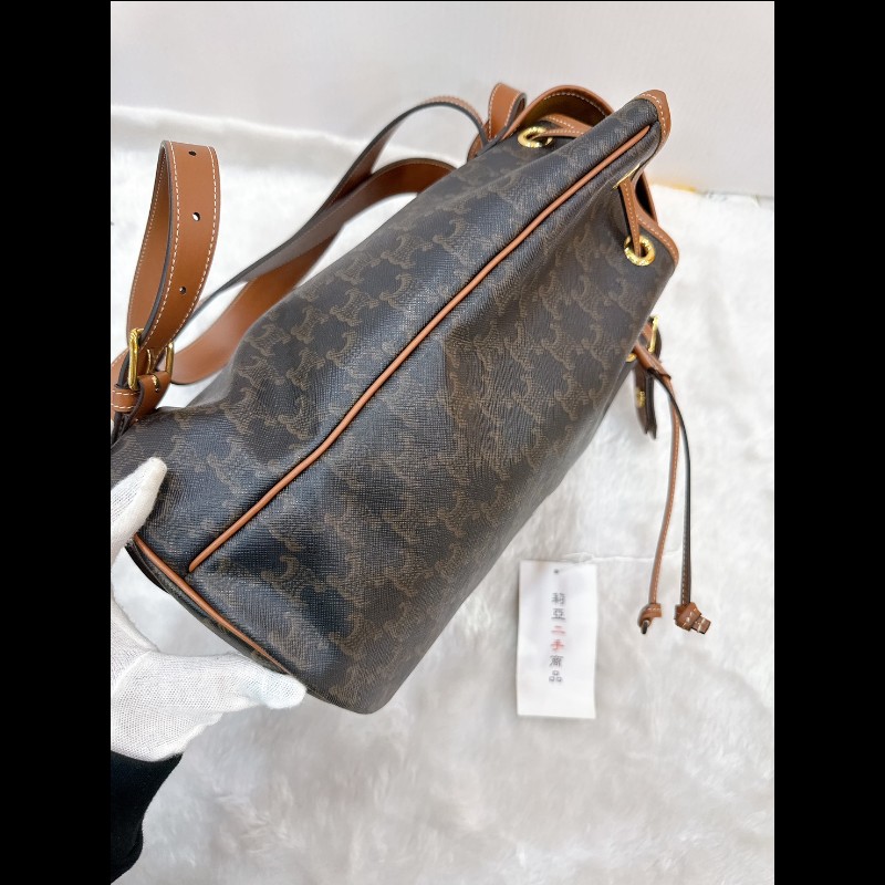 莉亞精品♡CELINE 老花後背包 九新美包-8