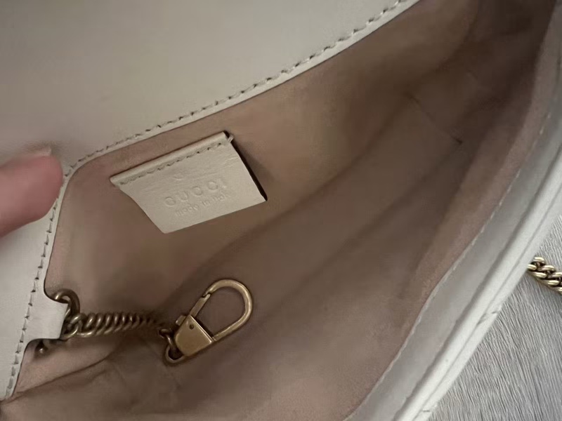 GUCCI GG MarmontMini 白色馬夢肩背包鏈條包-6
