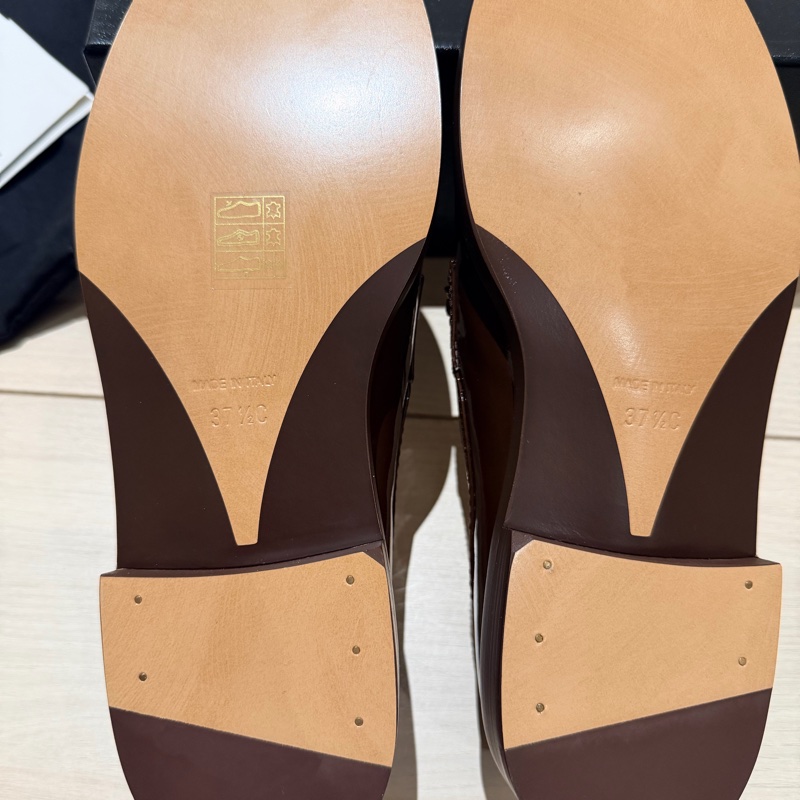 全新 經典CHANEL字母漆皮樂福鞋 咖啡色-3