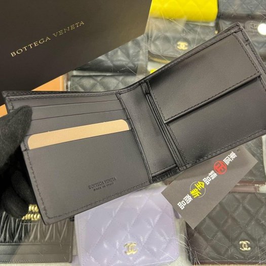 東區正精品㊣ BOTTEGA VENETA BV 193642 全新黑色全皮編織內零錢袋短夾 RA1853-1
