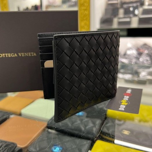 東區正精品㊣ BOTTEGA VENETA BV 193642 全新黑色全皮編織內零錢袋短夾 RA1853-6