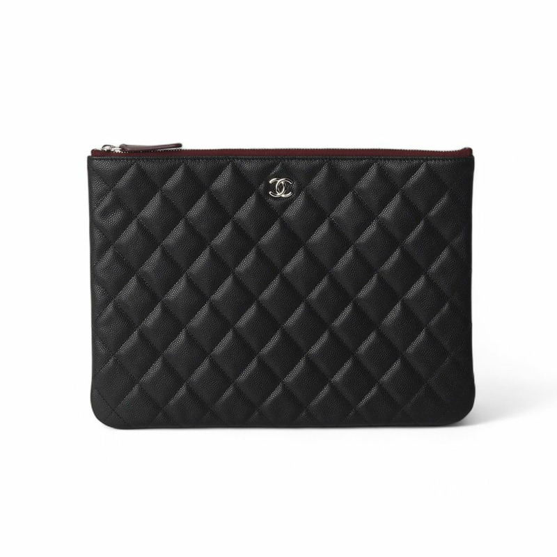 【包稅】CHANEL 魚子醬口袋手拿包 銀色 新款 中型/-0