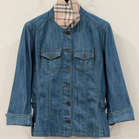 BURBERRY 倫敦 格紋扣環牛仔外套