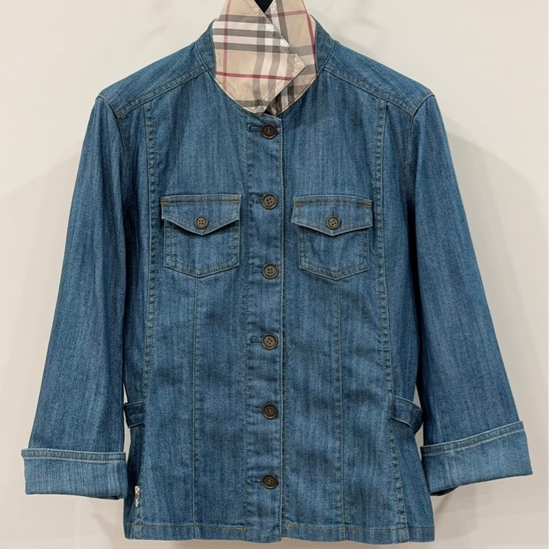 BURBERRY 倫敦 格紋扣環牛仔外套-0