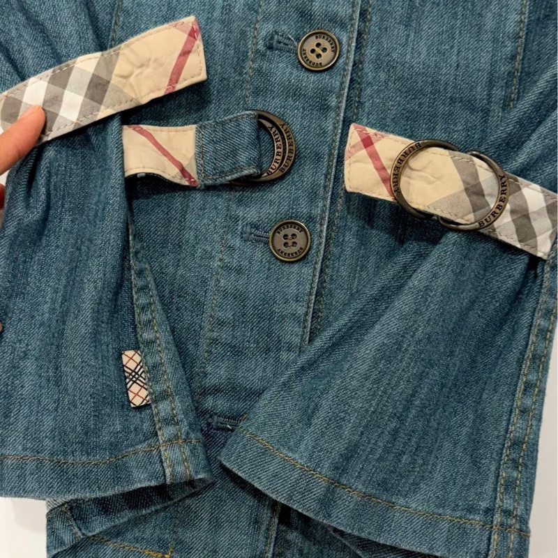 BURBERRY 倫敦 格紋扣環牛仔外套-3