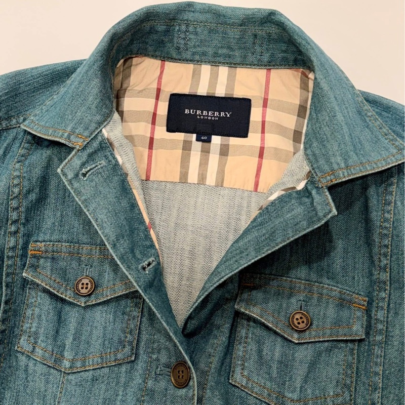 BURBERRY 倫敦 格紋扣環牛仔外套-4