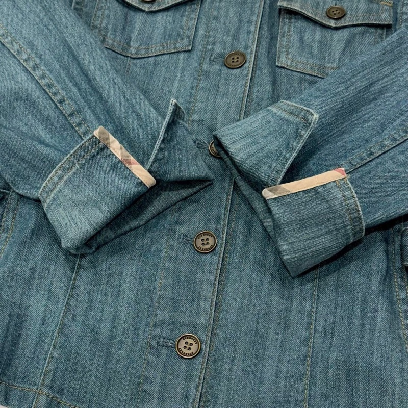 BURBERRY 倫敦 格紋扣環牛仔外套-5