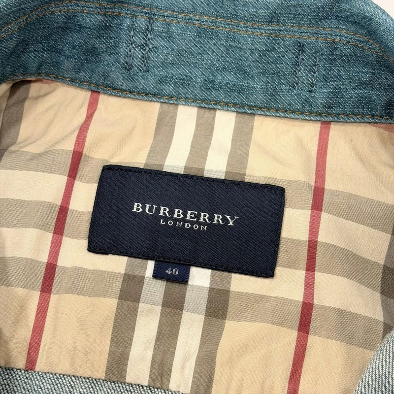 BURBERRY 倫敦 格紋扣環牛仔外套-8