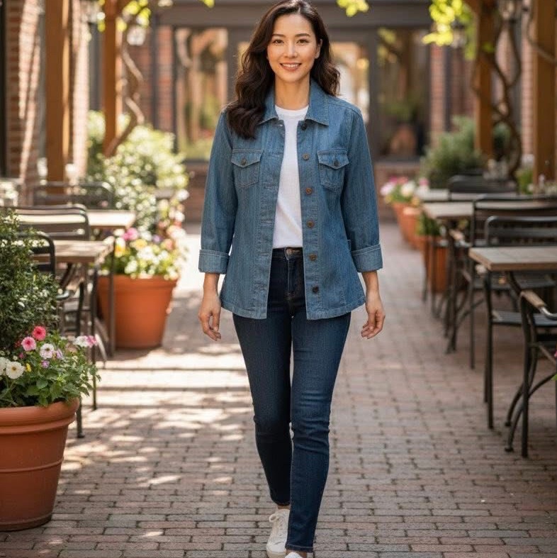 BURBERRY 倫敦 格紋扣環牛仔外套-0