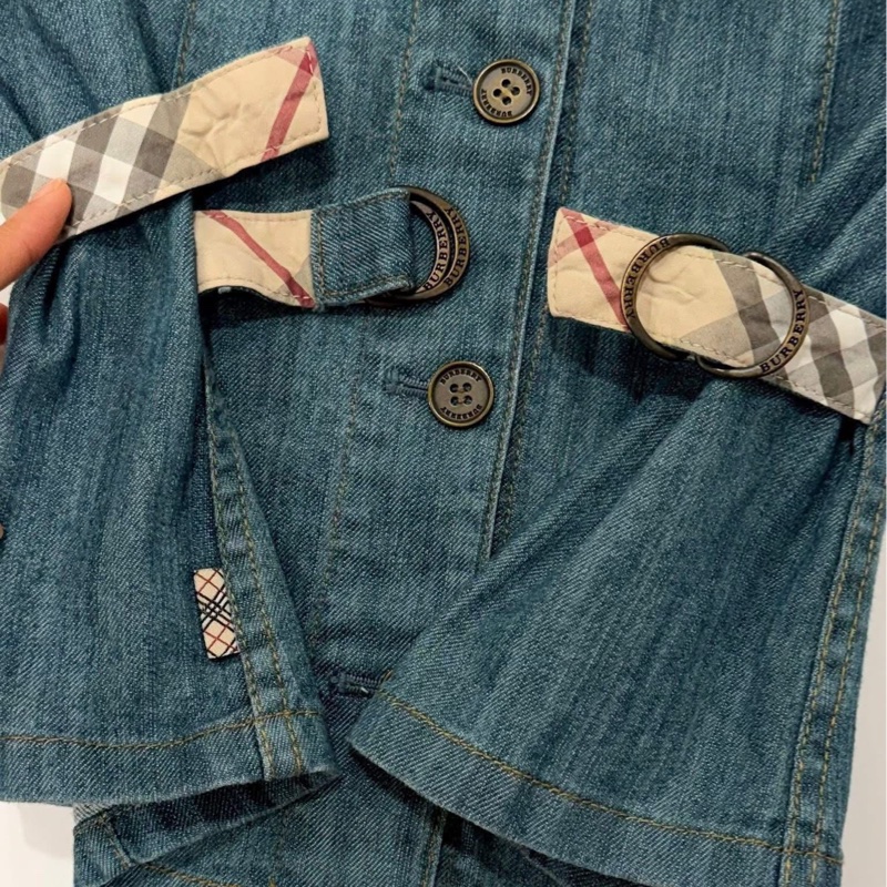 BURBERRY 倫敦 格紋扣環牛仔外套-5
