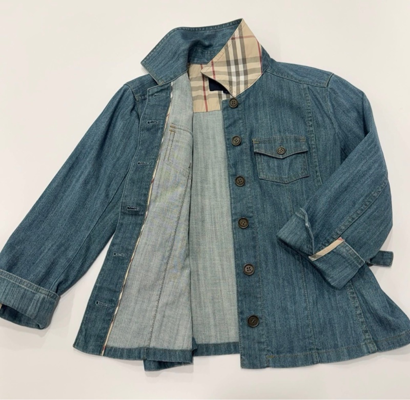 BURBERRY 倫敦 格紋扣環牛仔外套-7