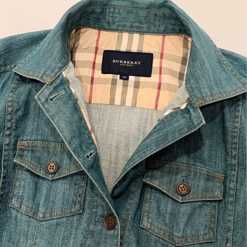 BURBERRY 倫敦 格紋扣環牛仔外套-8