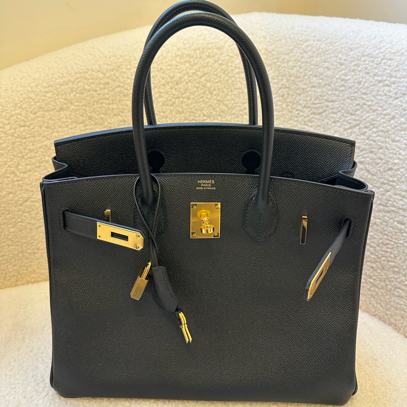 Hermes Birkin 30 黑金 Epsom皮 法國製造，經典黑金配色搭金色五金，皮質細膩質感高級，日常百搭氣質滿分！-0