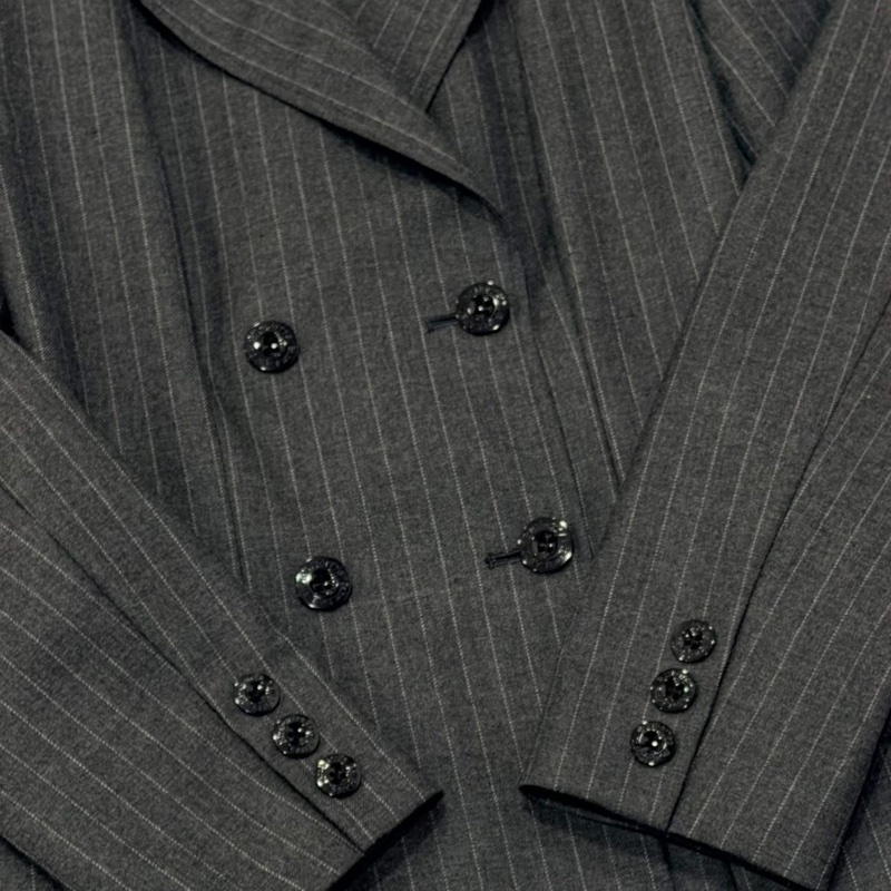 BURBERRY 藍標 直條紋毛料西裝外套+長褲-3