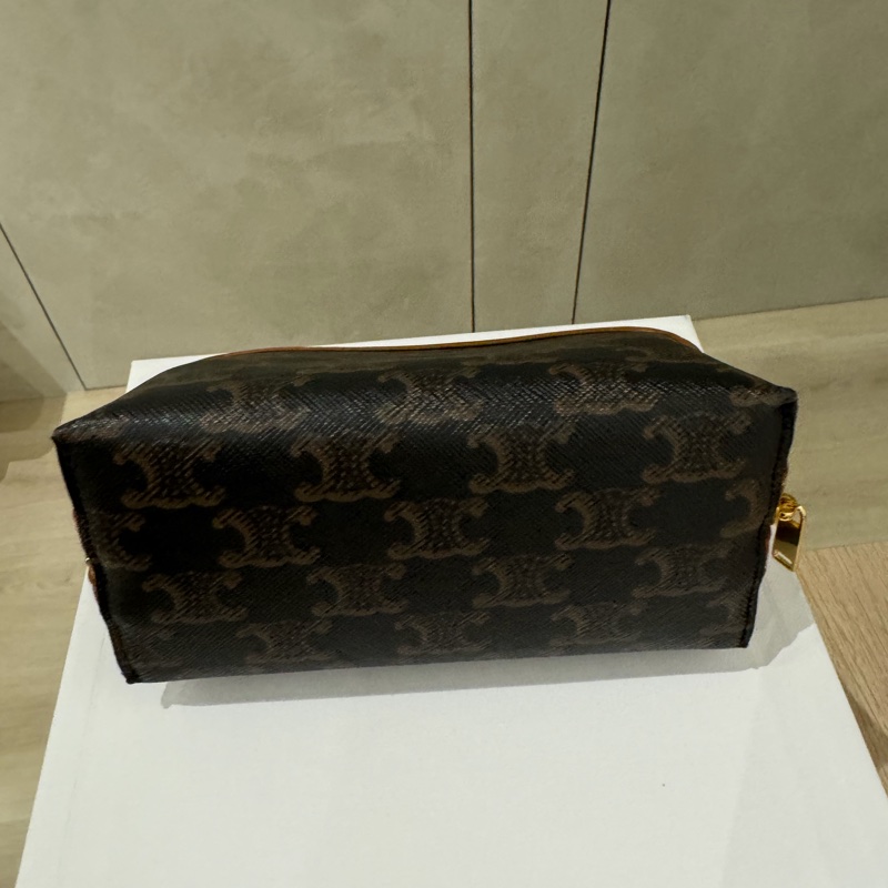 Celine老花 咖啡色 凱旋門金色鏈條包-1