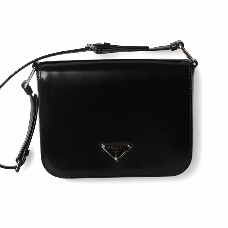 【包稅】PRADA 1BD308 三角形標誌磨砂皮革單肩包（附證書）/32195--0