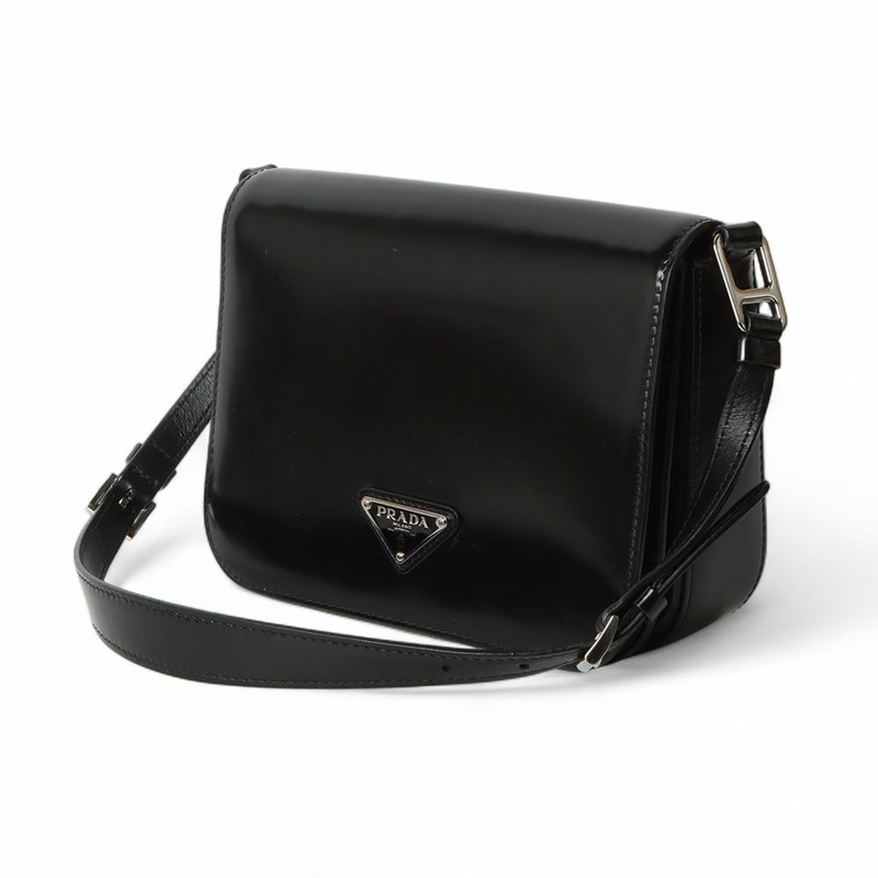 【包稅】PRADA 1BD308 三角形標誌磨砂皮革單肩包（附證書）/32195--1