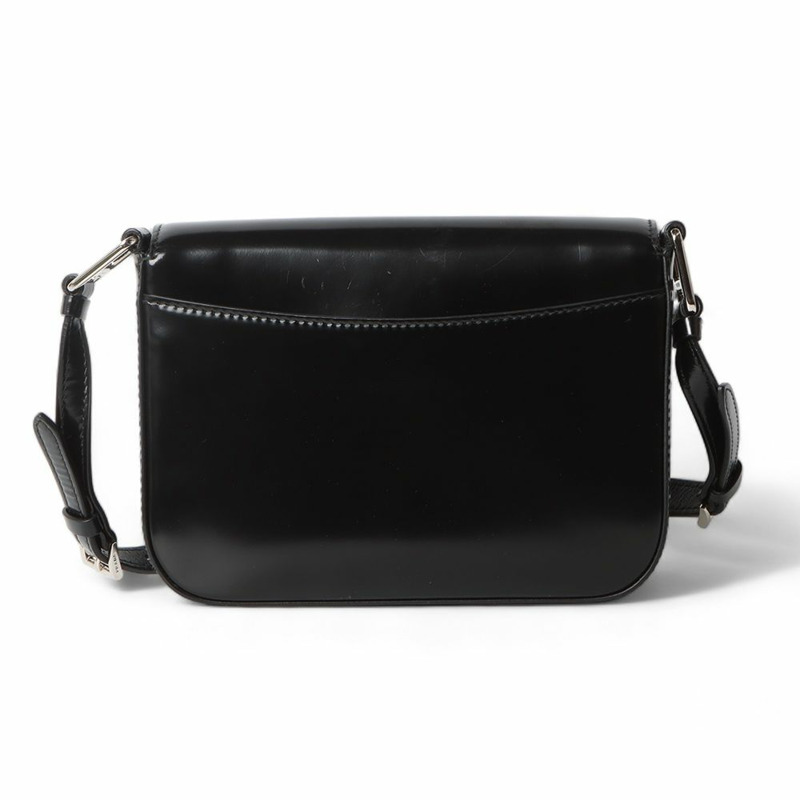 【包稅】PRADA 1BD308 三角形標誌磨砂皮革單肩包（附證書）/32195--2