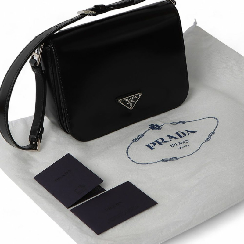 【包稅】PRADA 1BD308 三角形標誌磨砂皮革單肩包（附證書）/32195--7