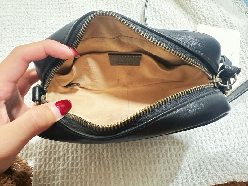 Gucci古馳黑牛皮金釦雙G馬夢迷你相機包（經典款❤️）-5